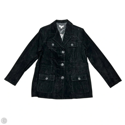 Coat Leather By Denim And Co Qvc In Black, Size: L