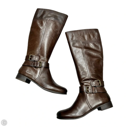 Boots Knee Flats By Nine West In Brown, Size: 9.5