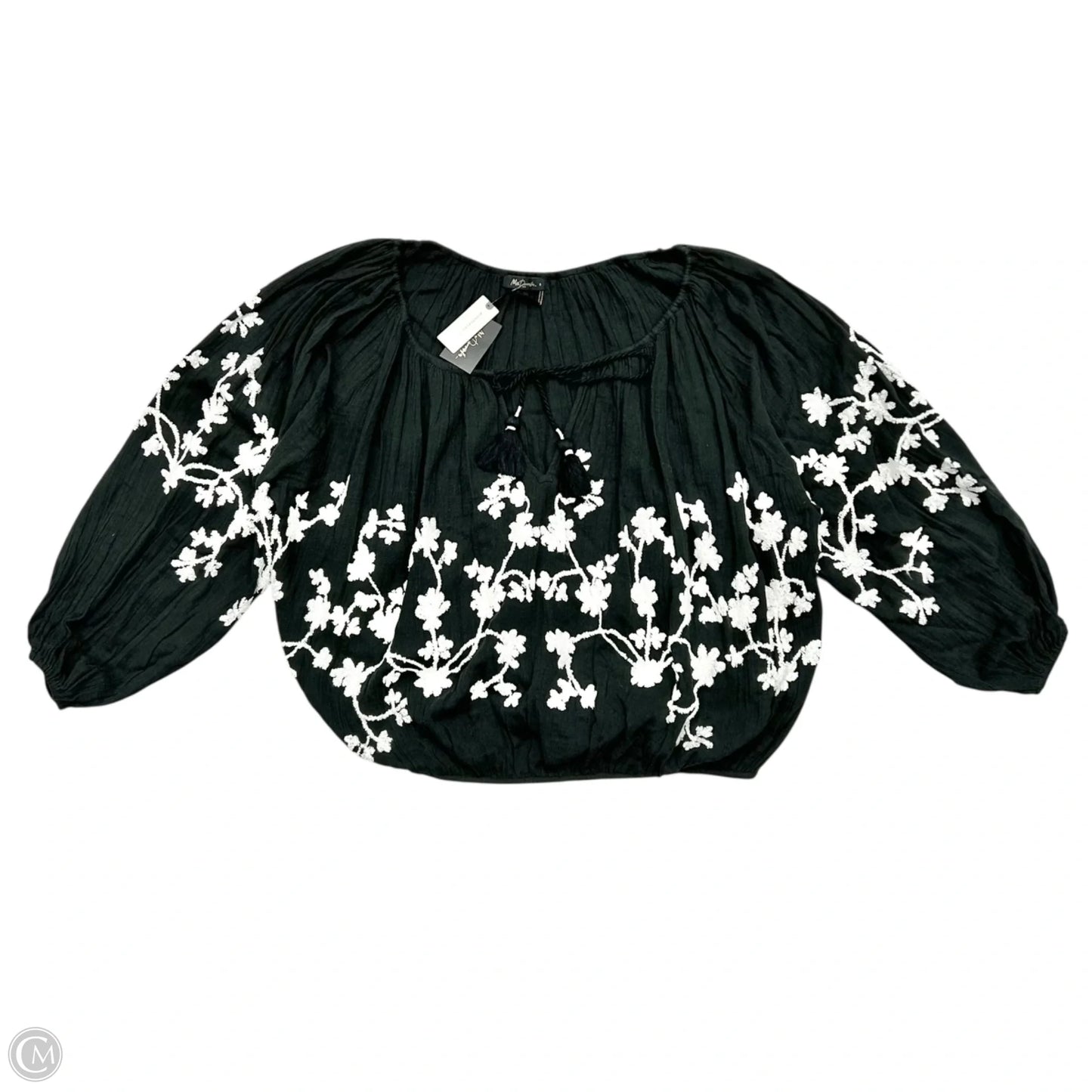 Top Long Sleeve By Anthropologie In Black & White, Size: S