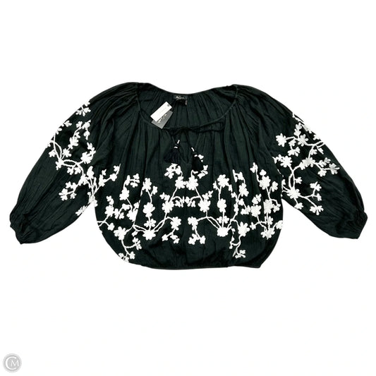 Top Long Sleeve By Anthropologie In Black & White, Size: S