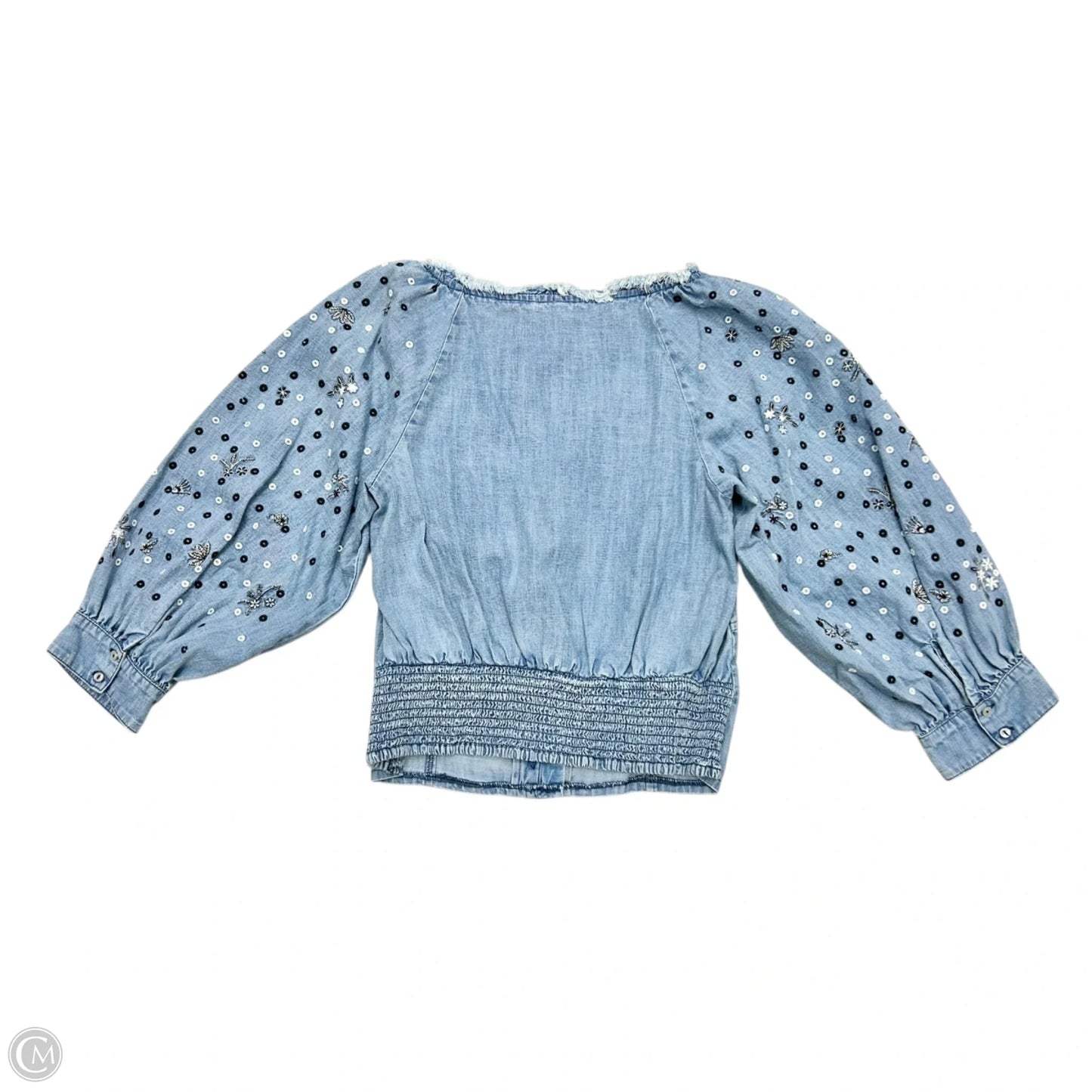 Top Long Sleeve By Pilcro In Blue Denim, Size: M