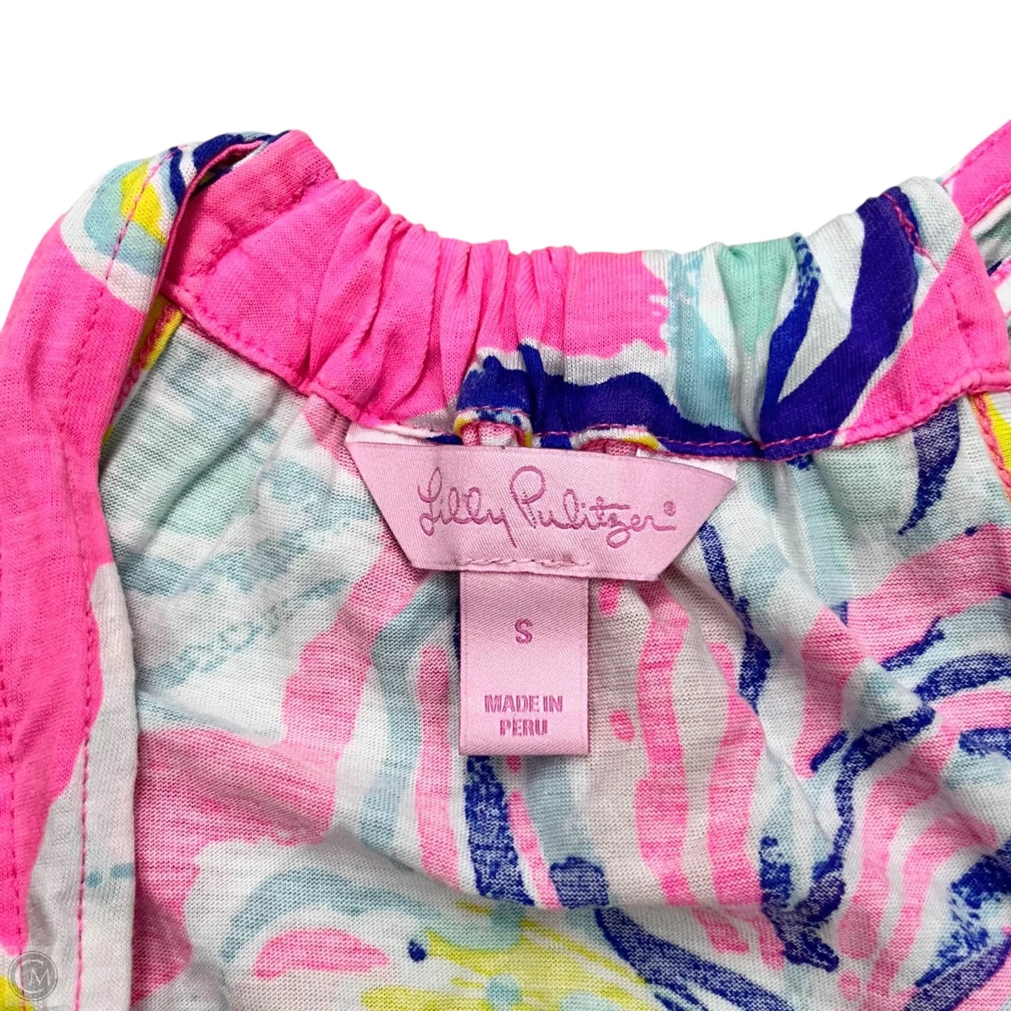 Top Sleeveless Designer By Lilly Pulitzer In Pink & Yellow, Size: S