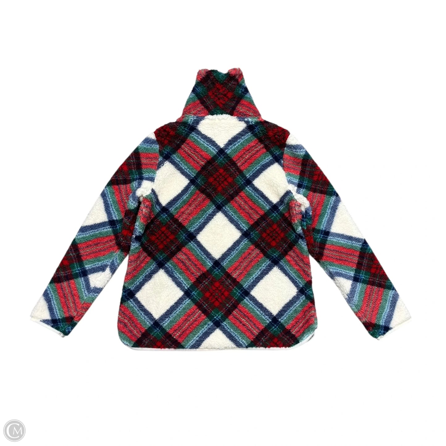 Jacket Fleece By Talbots In Green & Red, Size: M