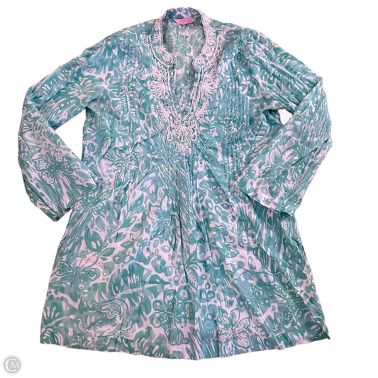 Top Long Sleeve Designer By Lilly Pulitzer In Blue & White, Size: M