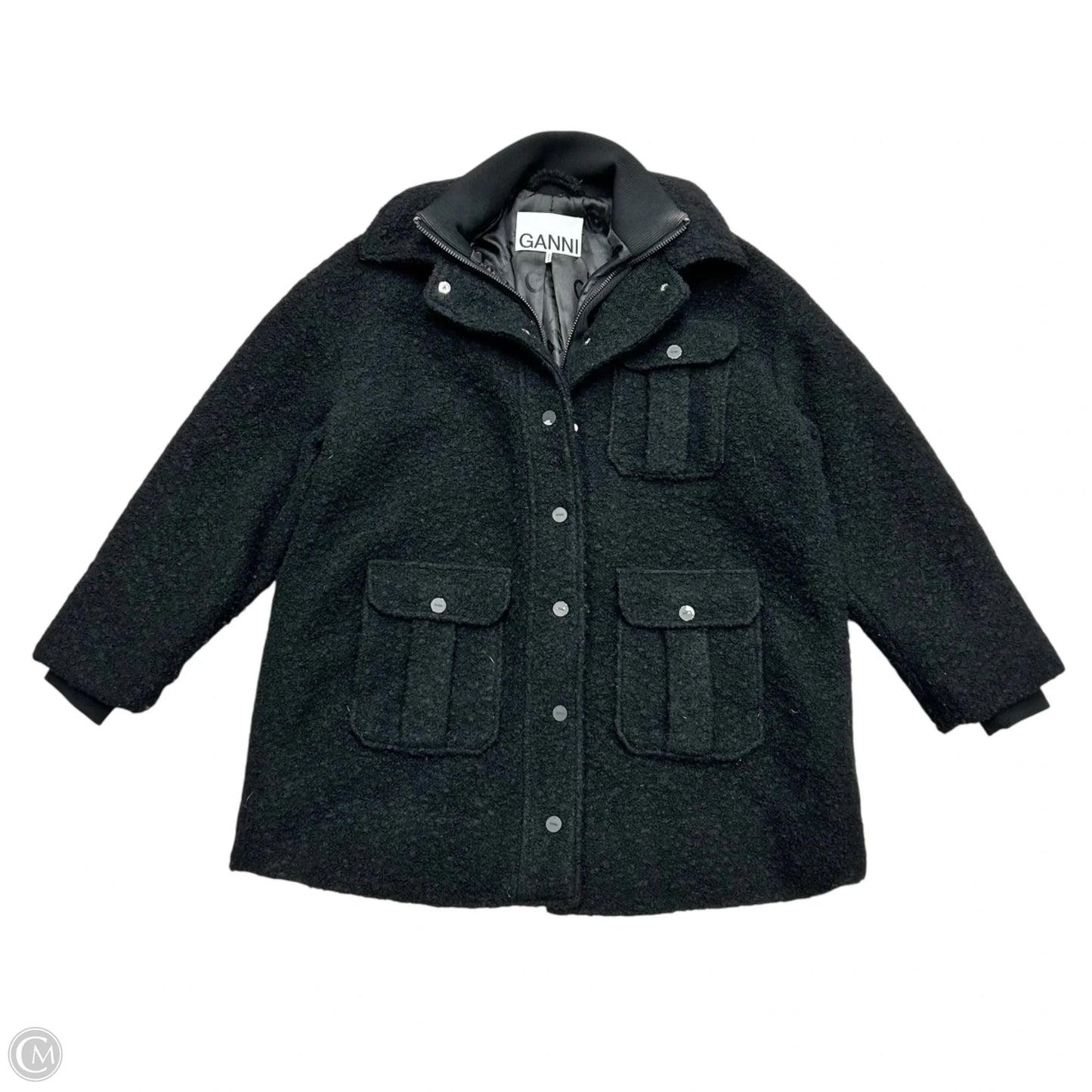 Coat Peacoat By Ganni In Black, Size: S