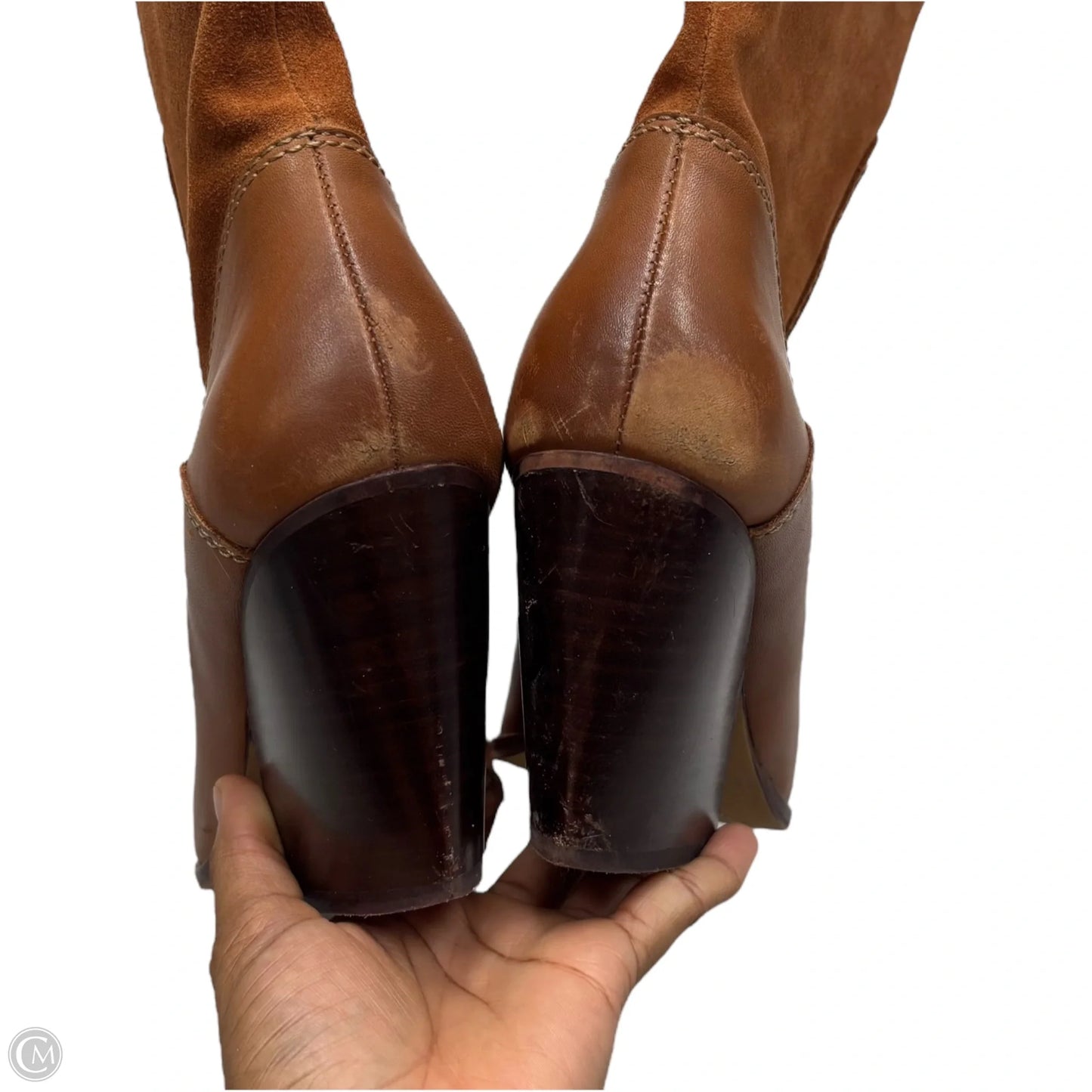 Boots Mid-calf Heels By Vince Camuto In Tan, Size: 7.5