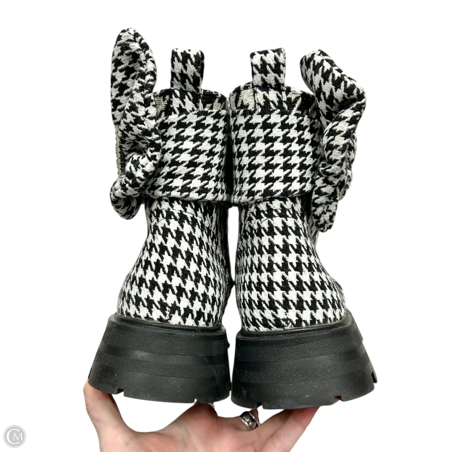 Boots Combat By Betsey Johnson In Black & White, Size: 8.5