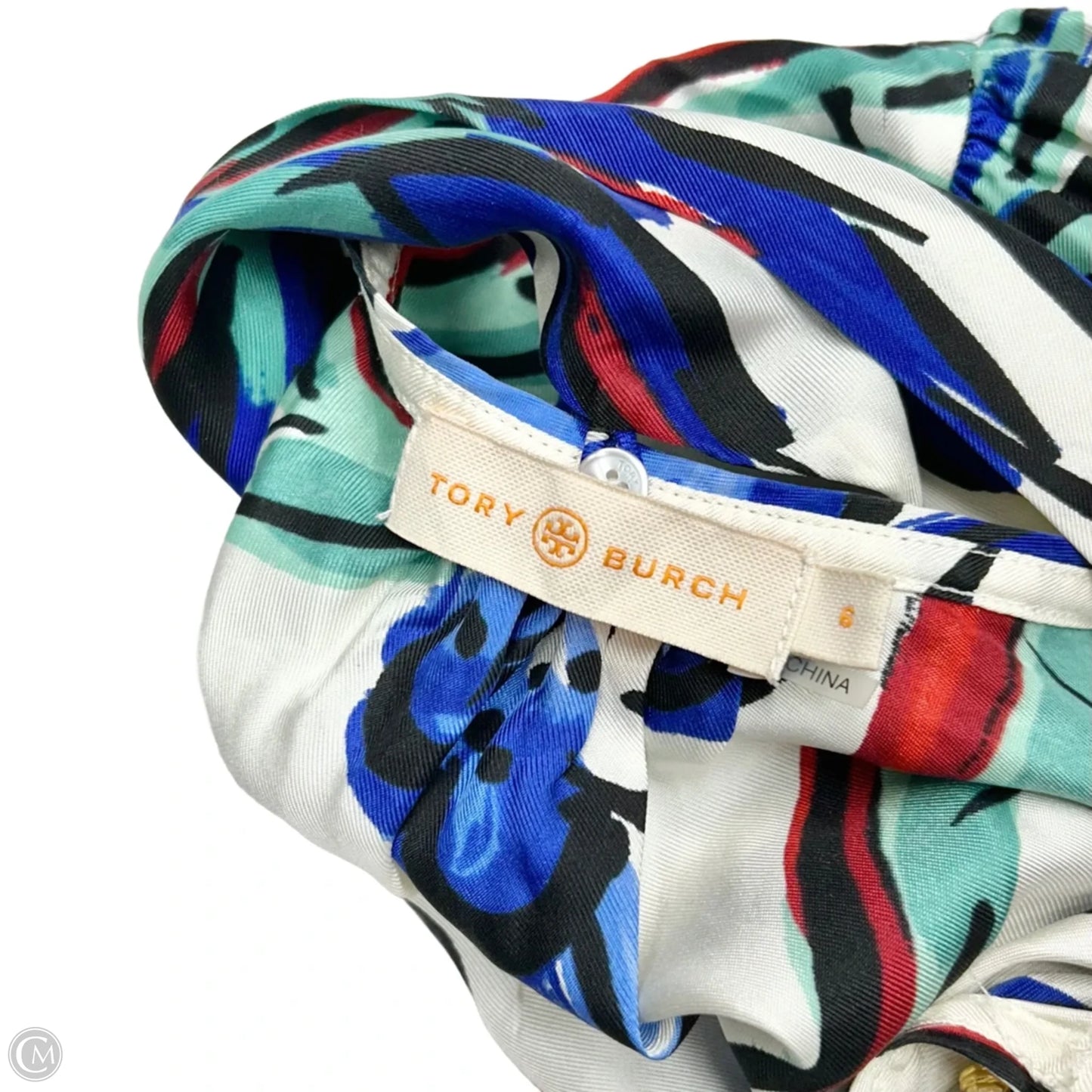 Top Long Sleeve Designer By Tory Burch In Blue & White, Size: S