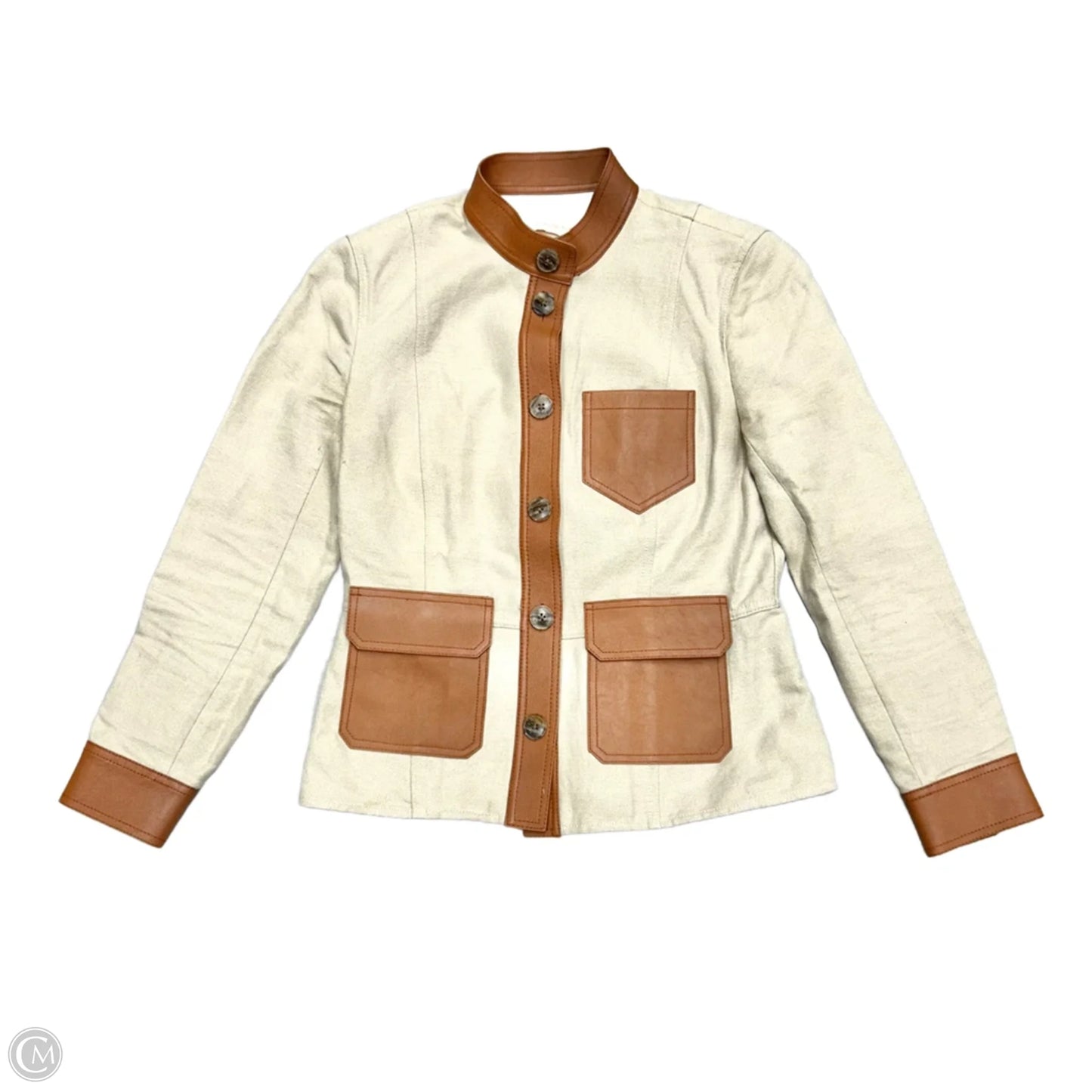 Jacket Designer By Tory Burch In Brown & Tan, Size: S