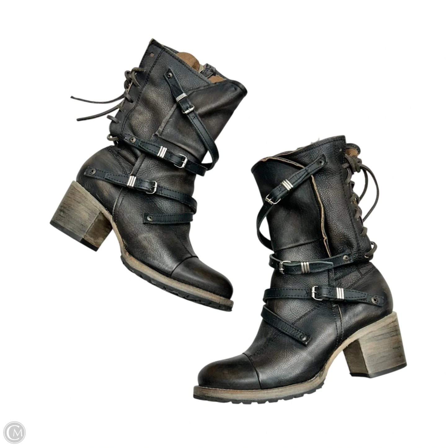 Boots Mid-calf Heels By Freebird In Brown & Black, Size: 9