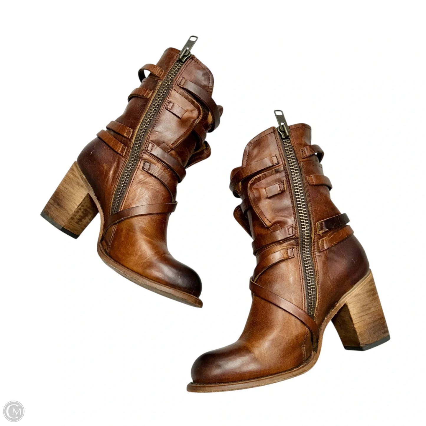 Boots Mid-calf Heels By Freebird In Brown, Size: 9