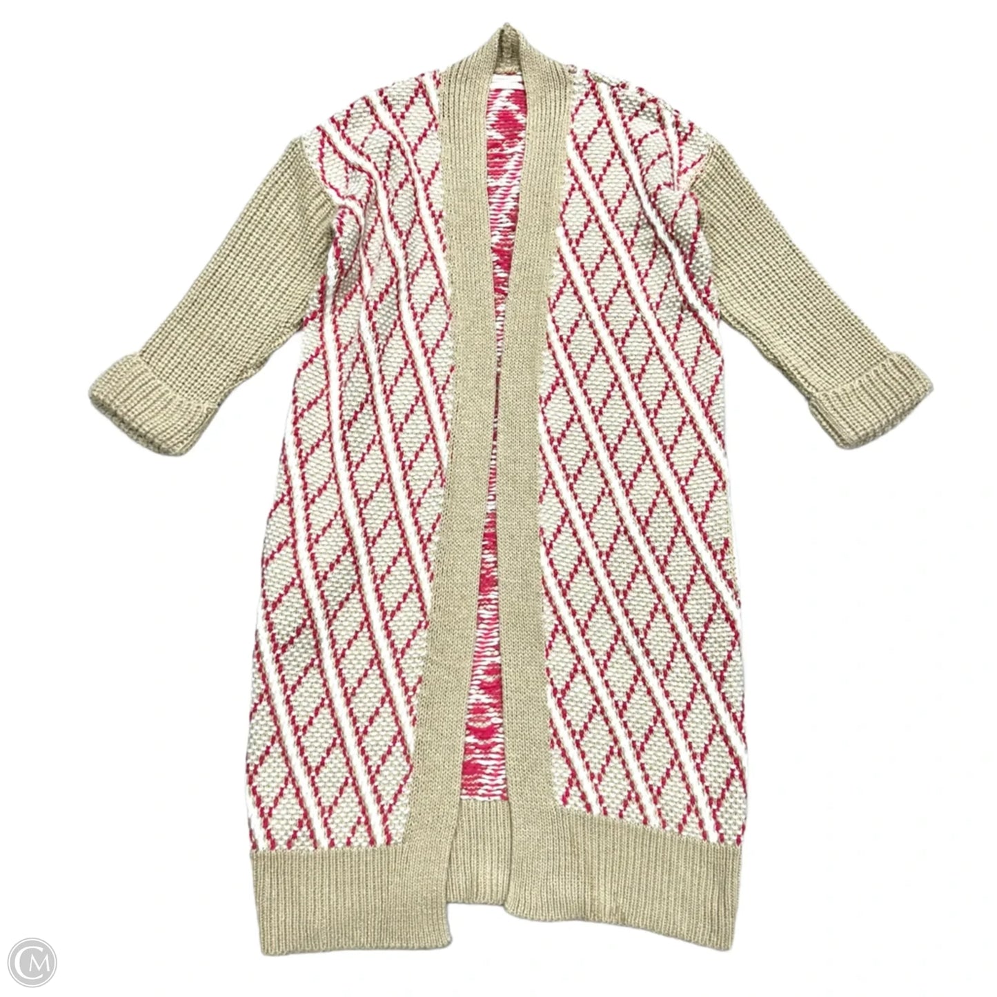 Sweater Cardigan By Anthropologie In Pink & Tan, Size: S