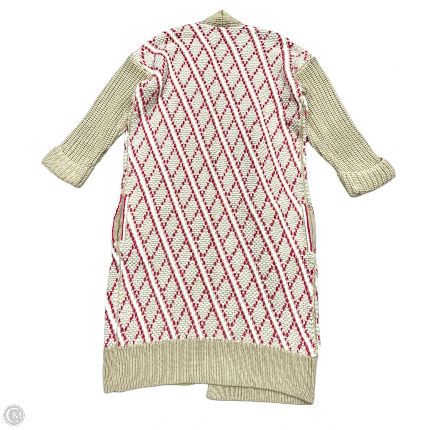 Sweater Cardigan By Anthropologie In Pink & Tan, Size: S