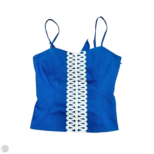 Top Sleeveless Designer By Lilly Pulitzer In Blue & White, Size: Xs