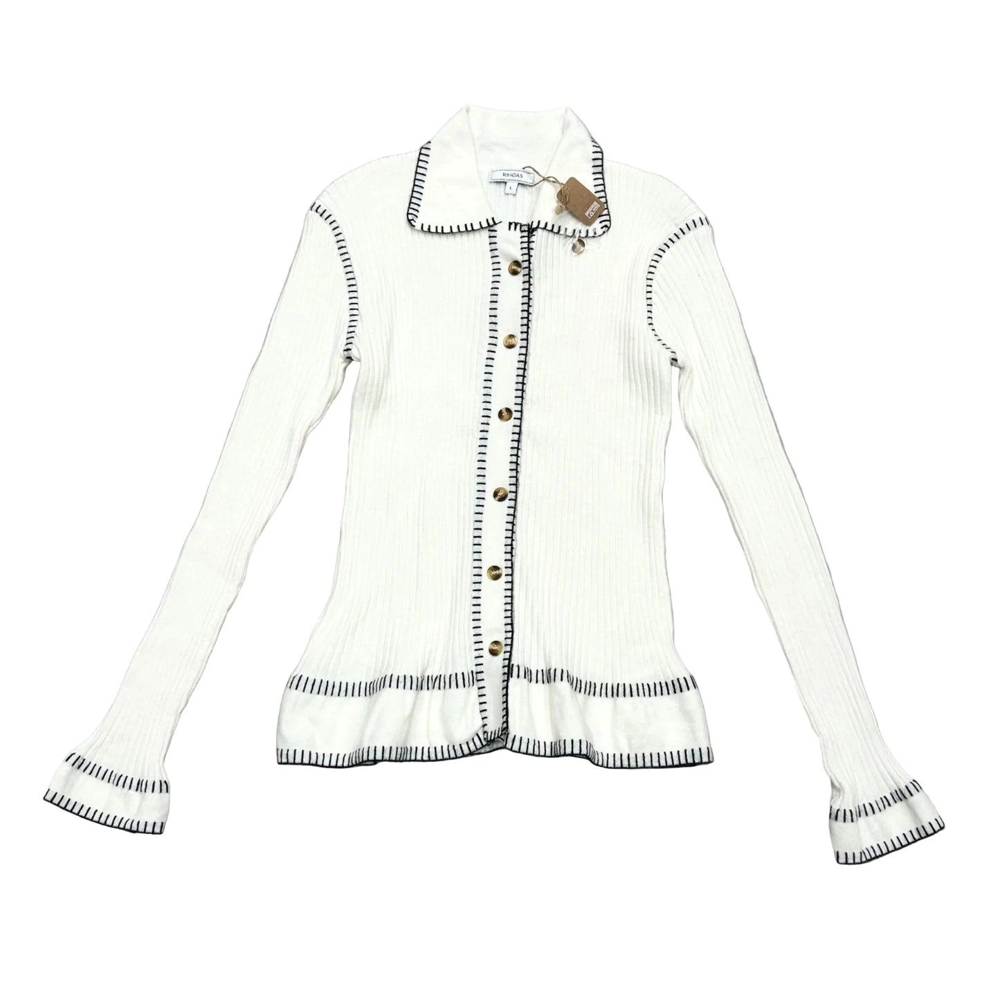 Top Long Sleeve By Rihoas In Black & Cream, Size: L