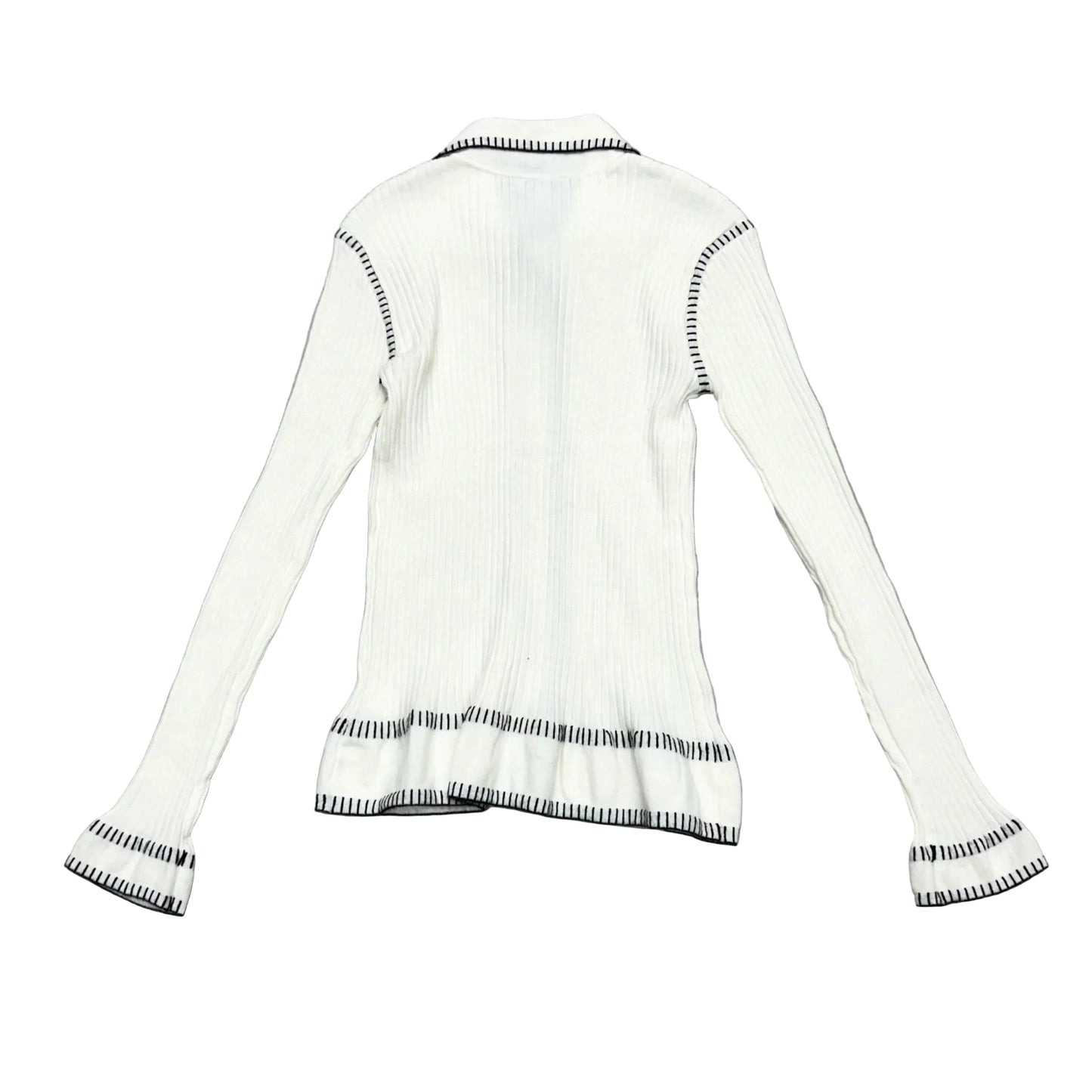 Top Long Sleeve By Rihoas In Black & Cream, Size: L