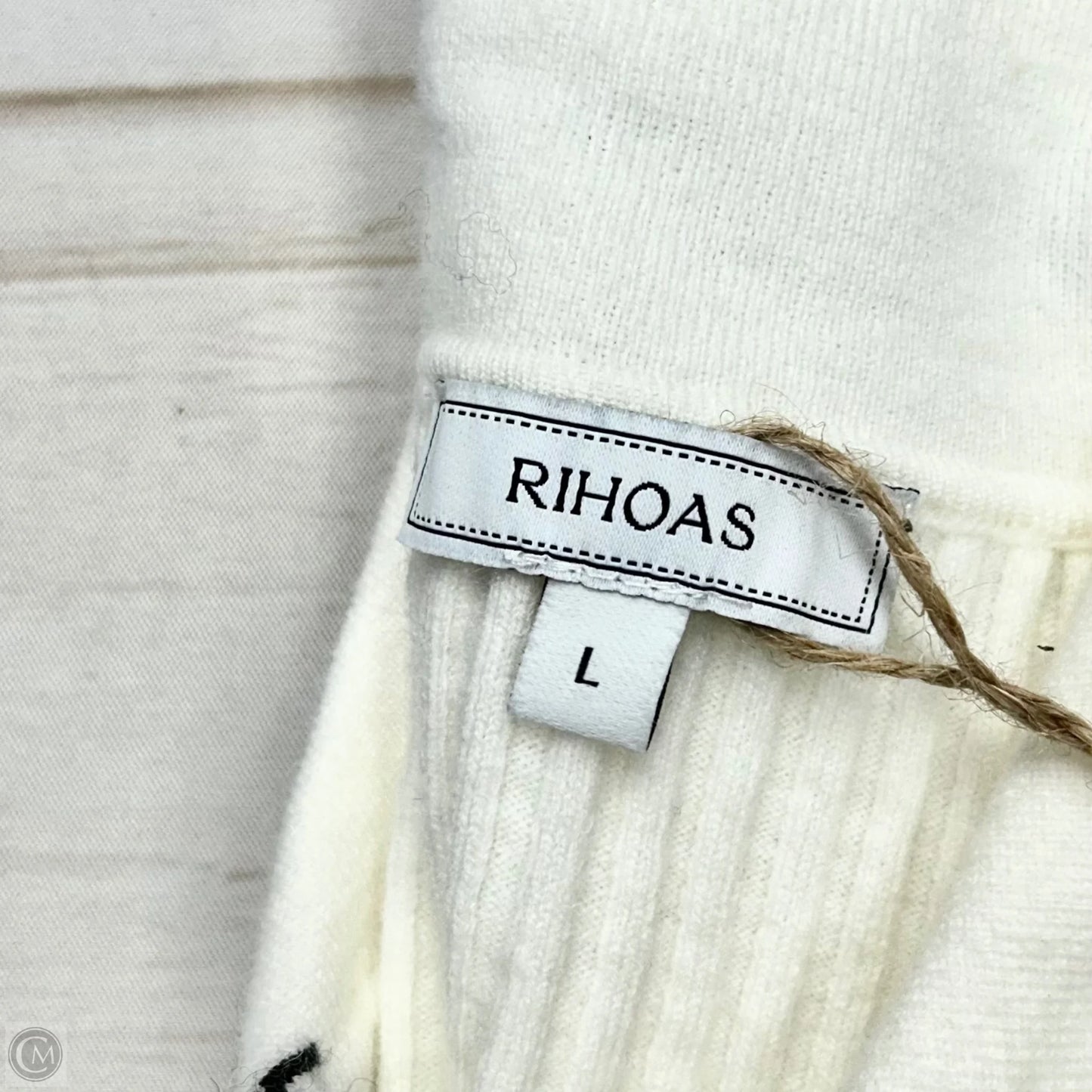 Top Long Sleeve By Rihoas In Black & Cream, Size: L