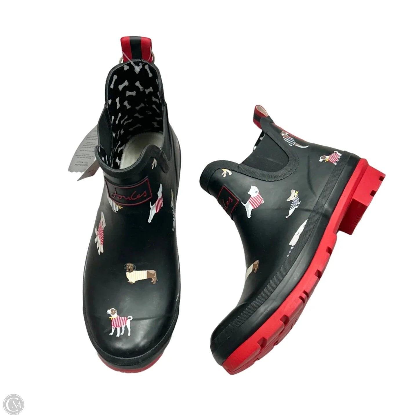 Boots Rain By Joules In Black & Red, Size: 10