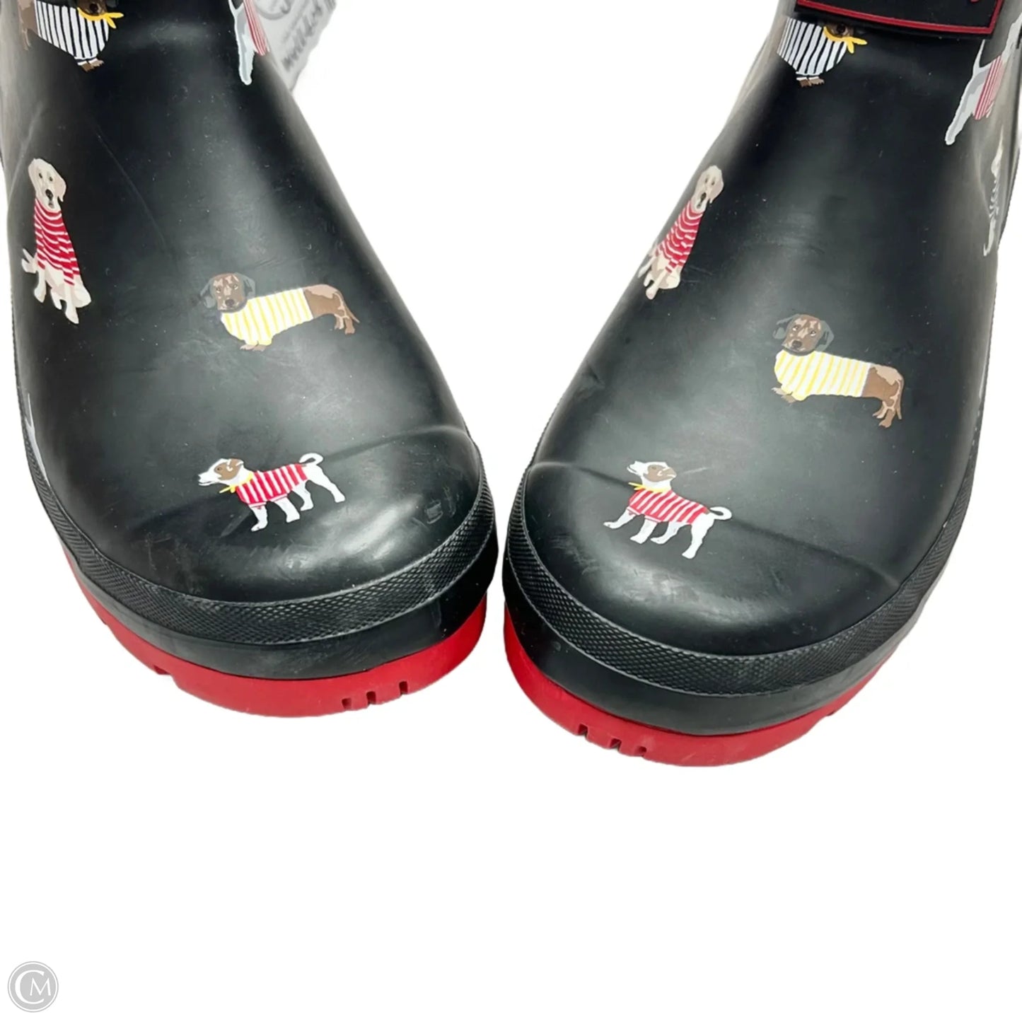 Boots Rain By Joules In Black & Red, Size: 10
