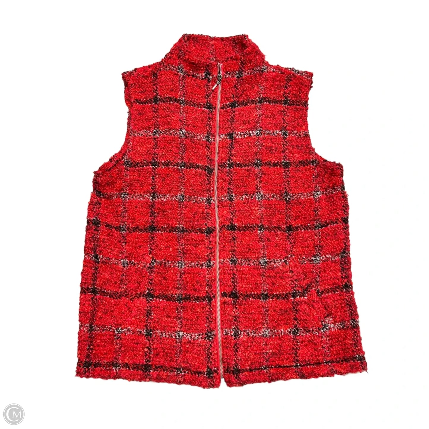 Vest Tweed By Chicos In Red, Size: L