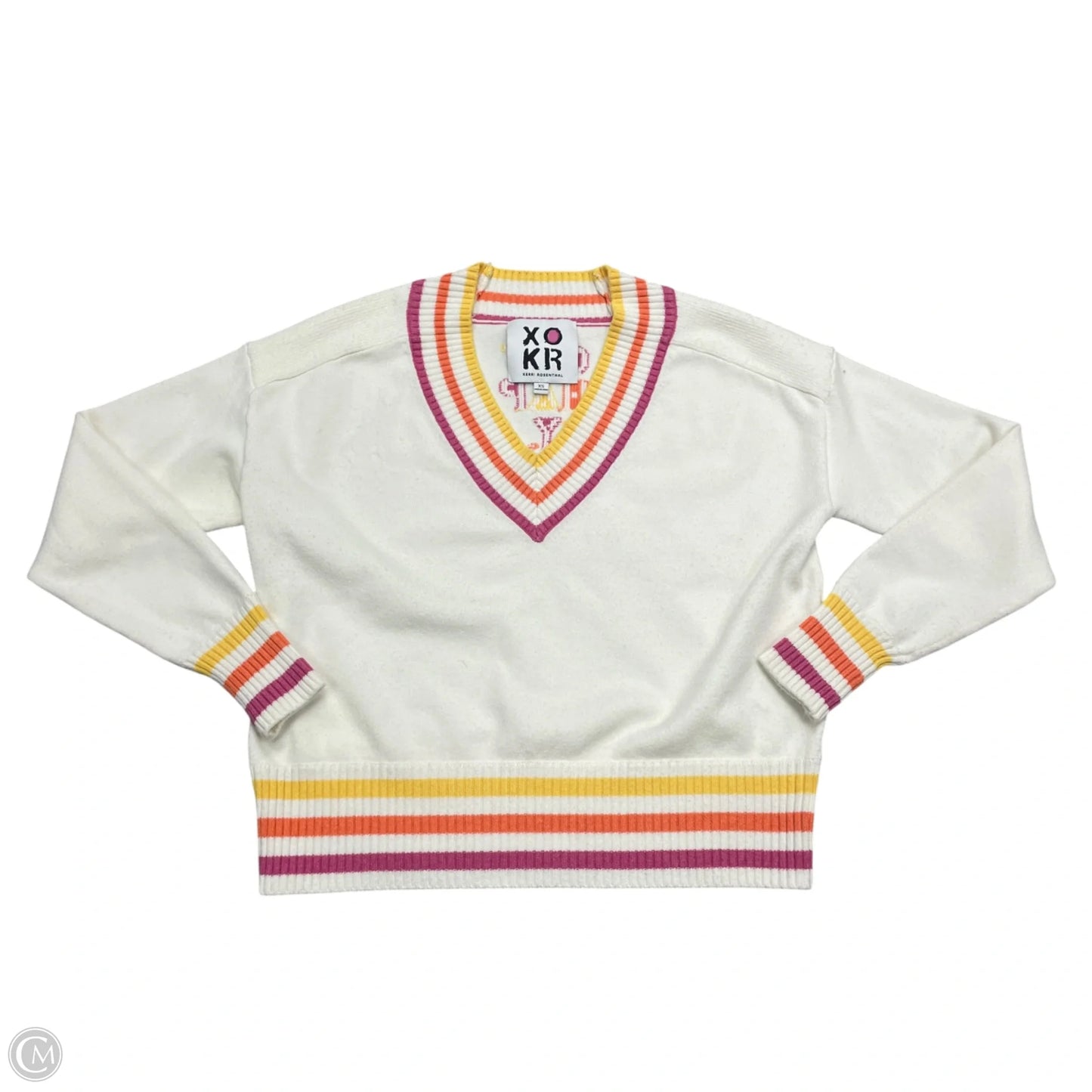 Sweater By Kerri Rosenthal In Pink & White, Size: Xs