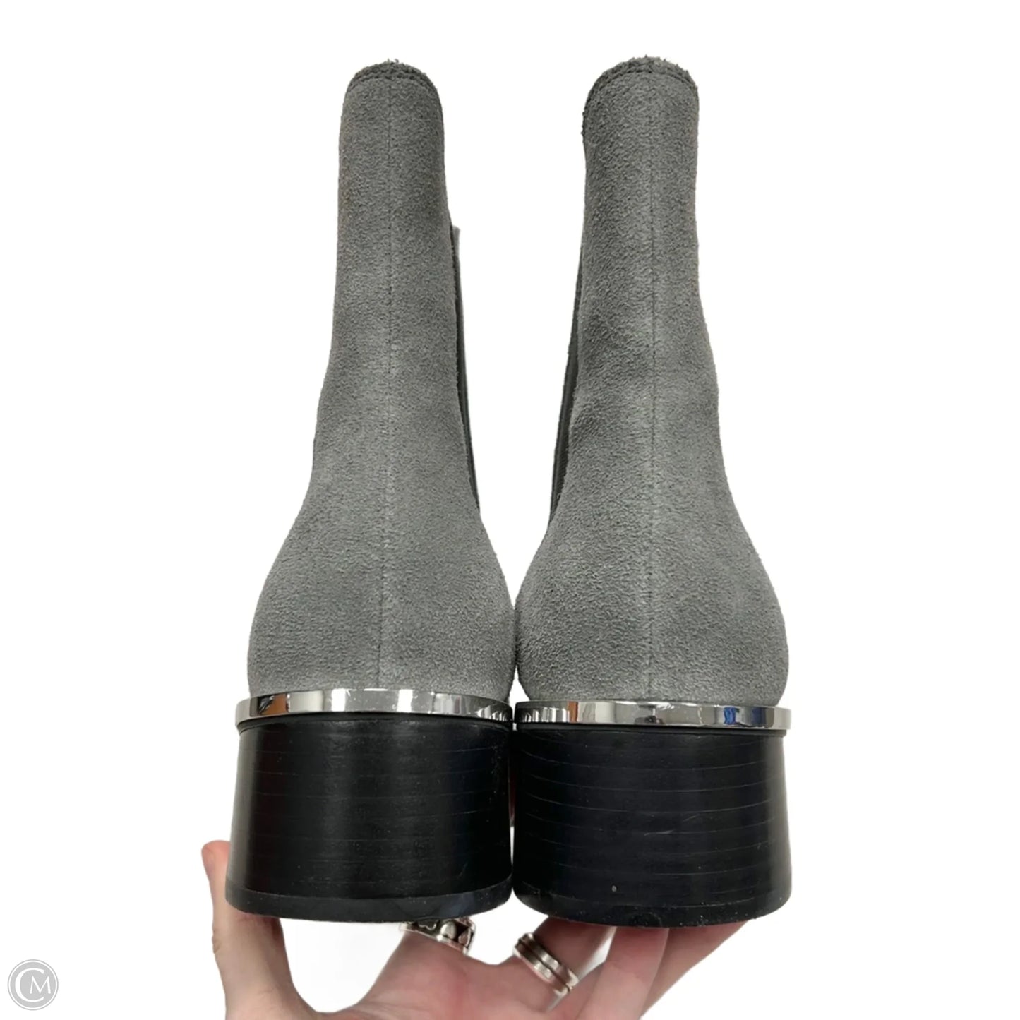 Boots Ankle Heels By Calvin Klein In Grey, Size: 9