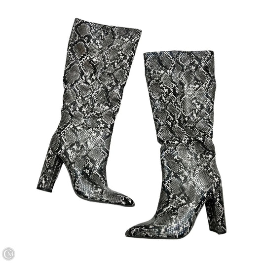 Boots Knee Heels By Steve Madden In Snakeskin Print, Size: 7.5