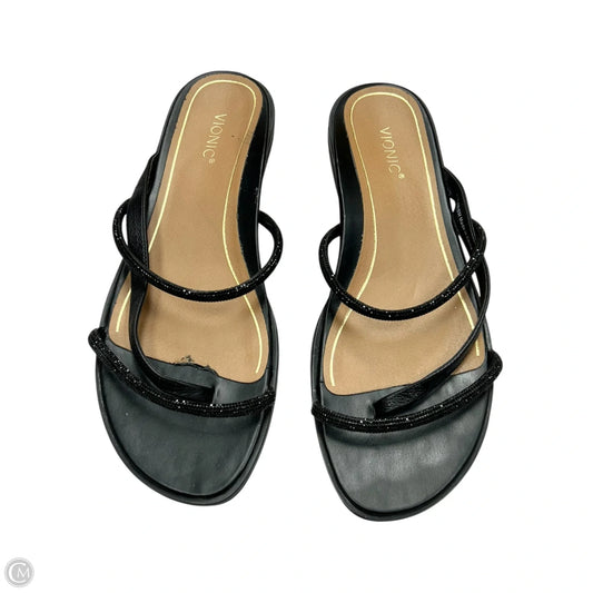 Sandals Flats By Vionic In Black, Size: 9.5