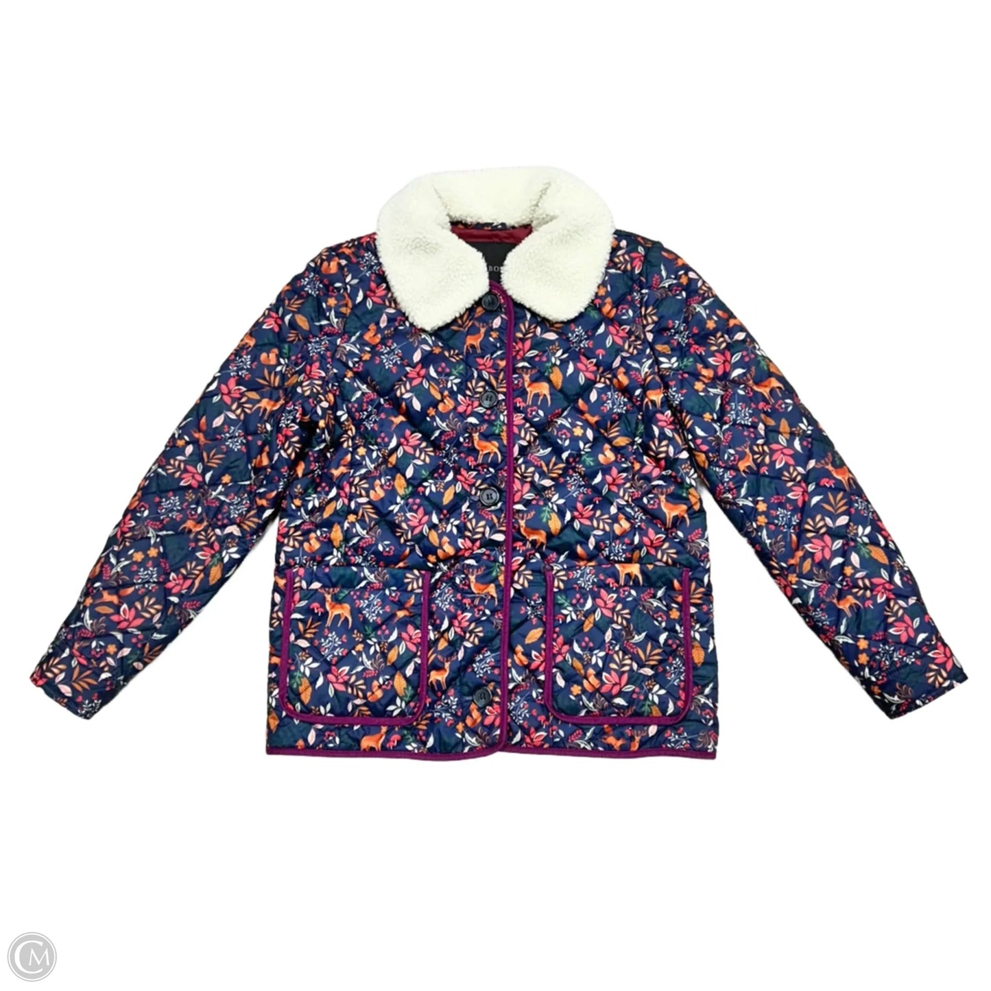 Jacket Puffer & Quilted By Talbots In Blue & Orange, Size: Xs