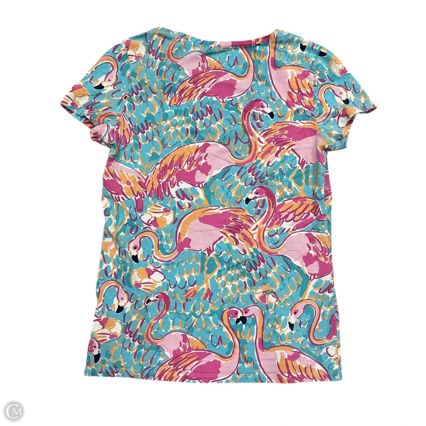 Top Short Sleeve Designer By Lilly Pulitzer In Blue & Pink, Size: S
