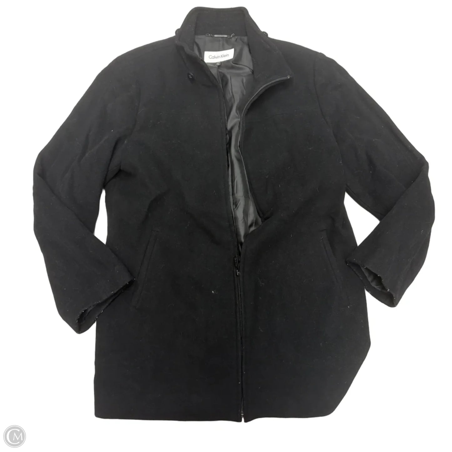 Coat Peacoat By Calvin Klein In Black, Size: L
