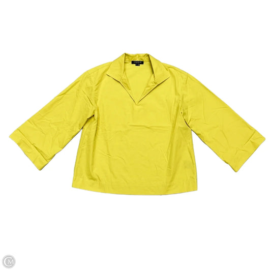 Top Long Sleeve Designer By Lafayette 148 In Yellow, Size: S