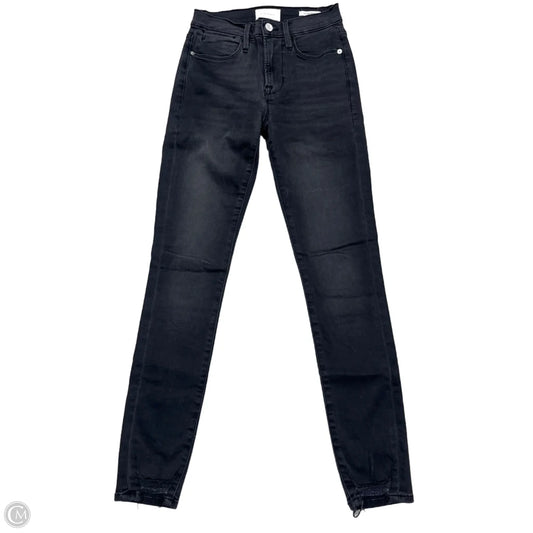 Jeans Skinny By Frame In Black Denim, Size: 0