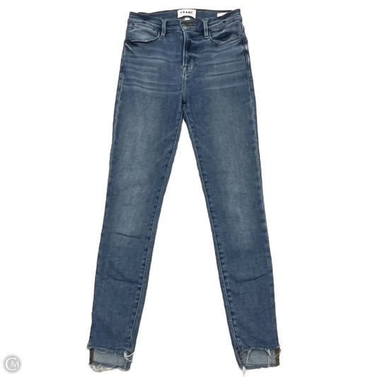Jeans Skinny By Frame In Blue Denim, Size: 0