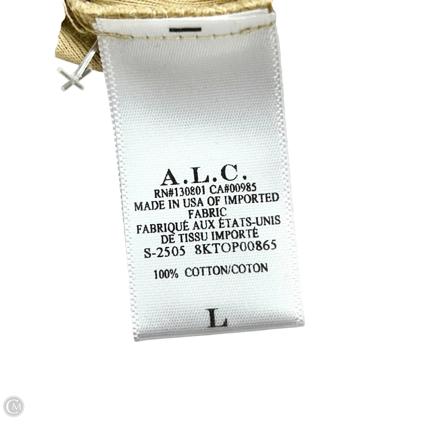 Top Sleeveless By Alc In Beige, Size: L