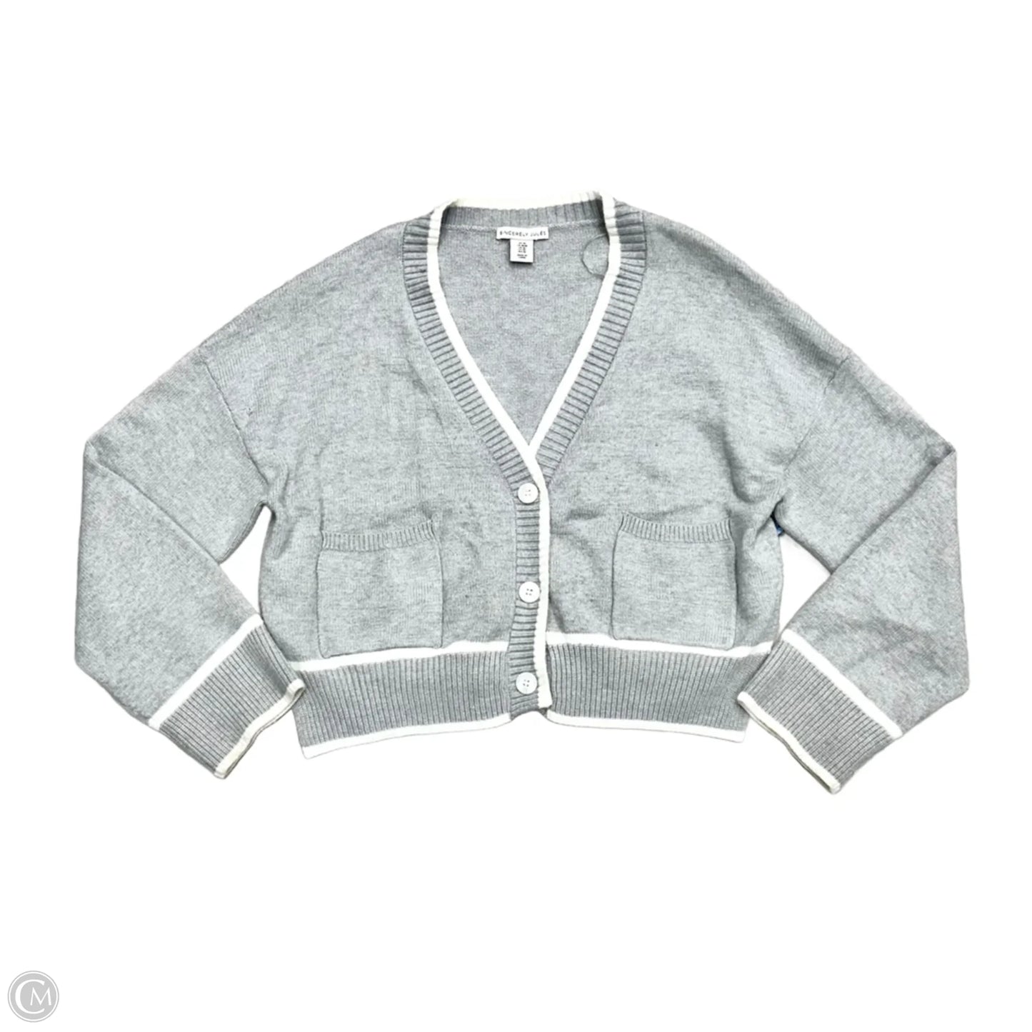 Sweater Cardigan By Sincerely Jules In Grey & White, Size: M