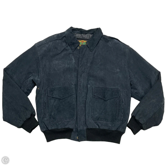 Jacket Leather By G Iii In Navy, Size: L