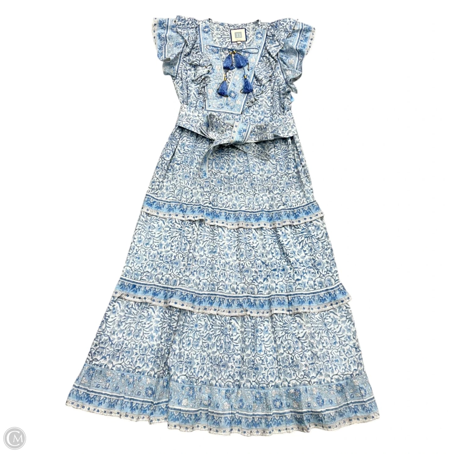 Dress Casual Maxi By Bell In Blue & White, Size: S