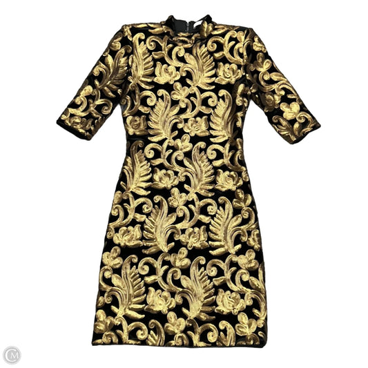 Dress Designer By Alice + Olivia In Black & Gold, Size: Xs