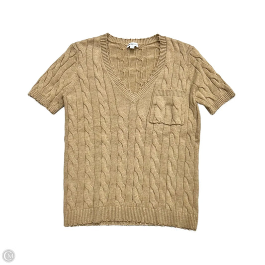 Sweater Short Sleeve By Minnie Rose In Tan, Size: S