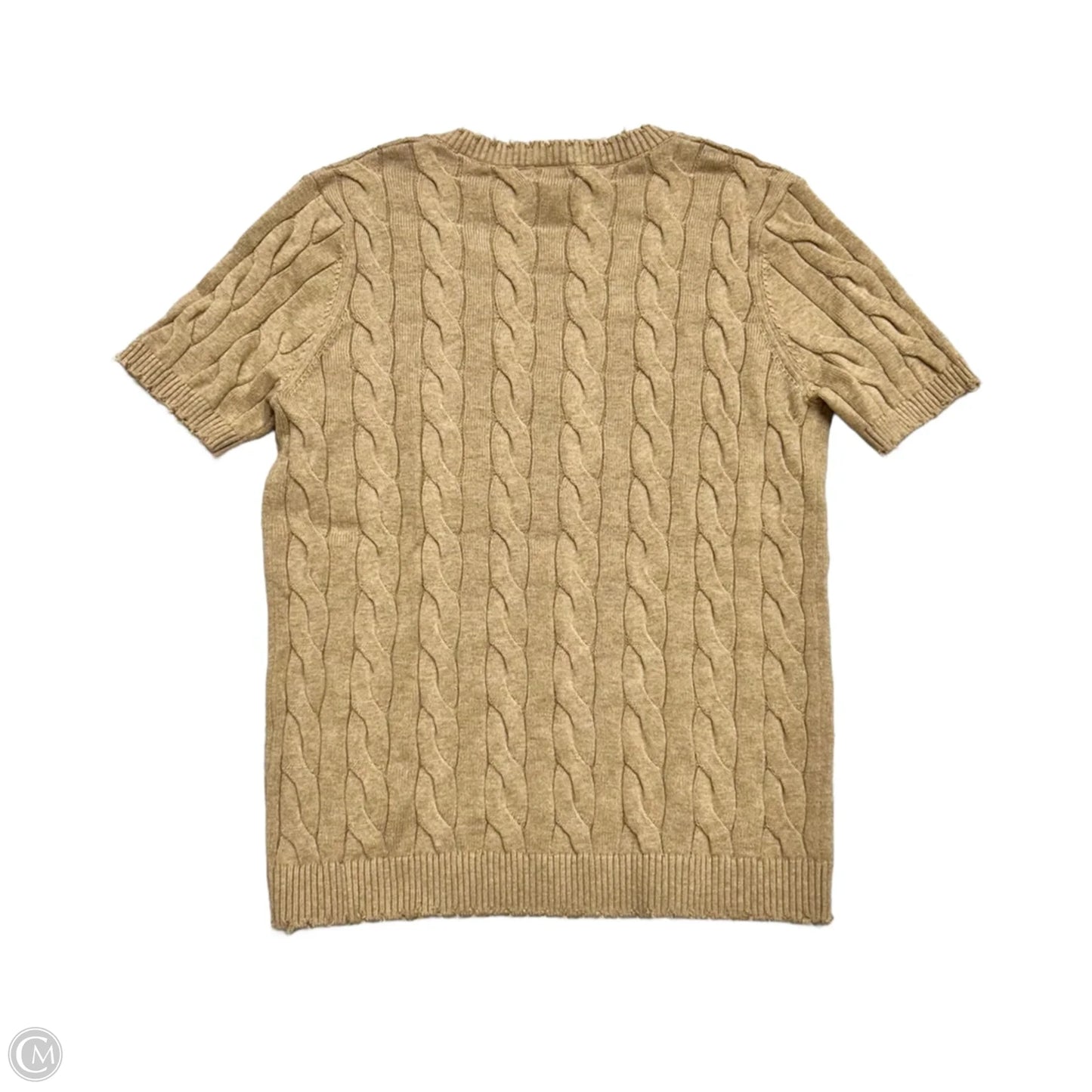 Sweater Short Sleeve By Minnie Rose In Tan, Size: S