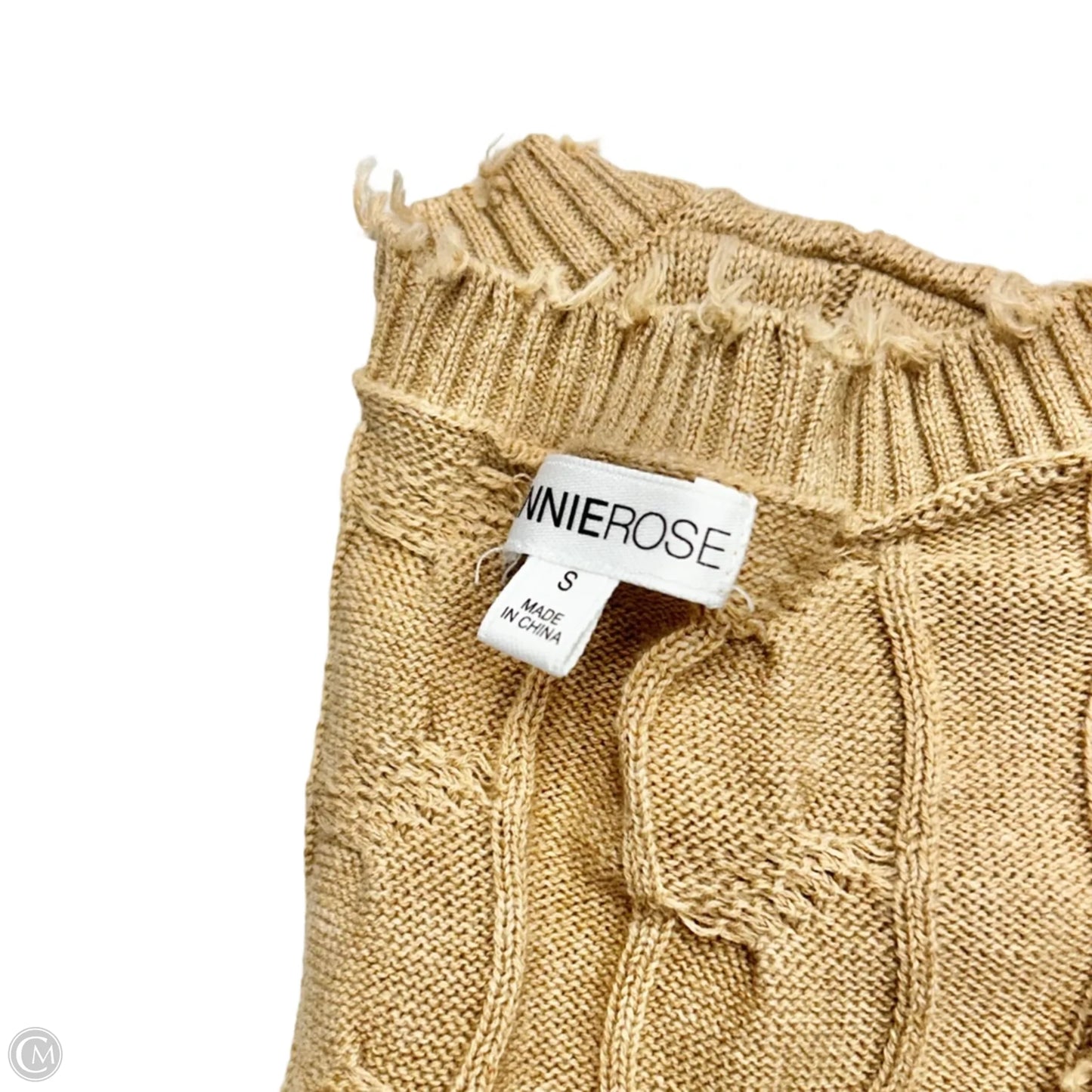 Sweater Short Sleeve By Minnie Rose In Tan, Size: S