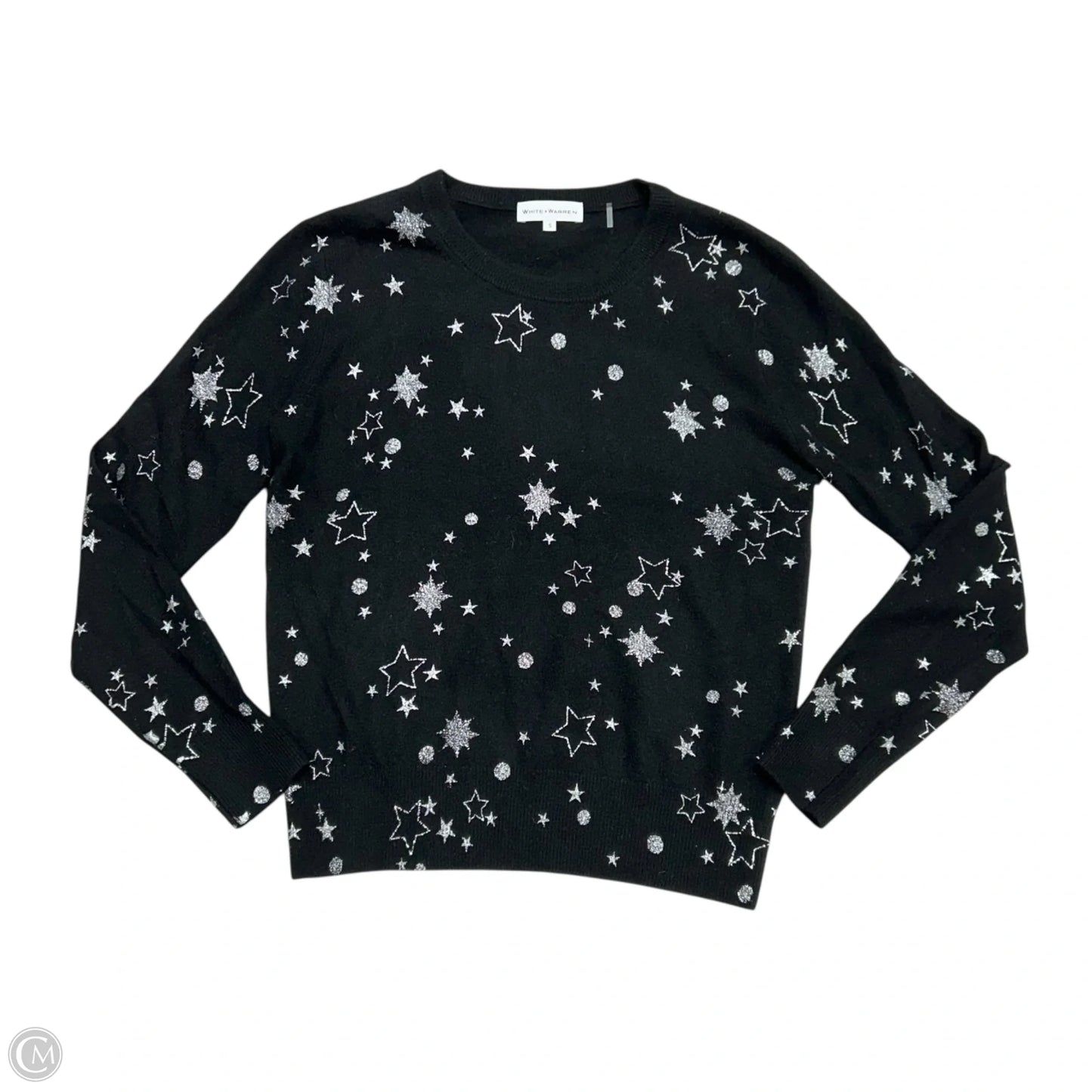 Sweater Cashmere By White And Warren In Black & Silver, Size: S