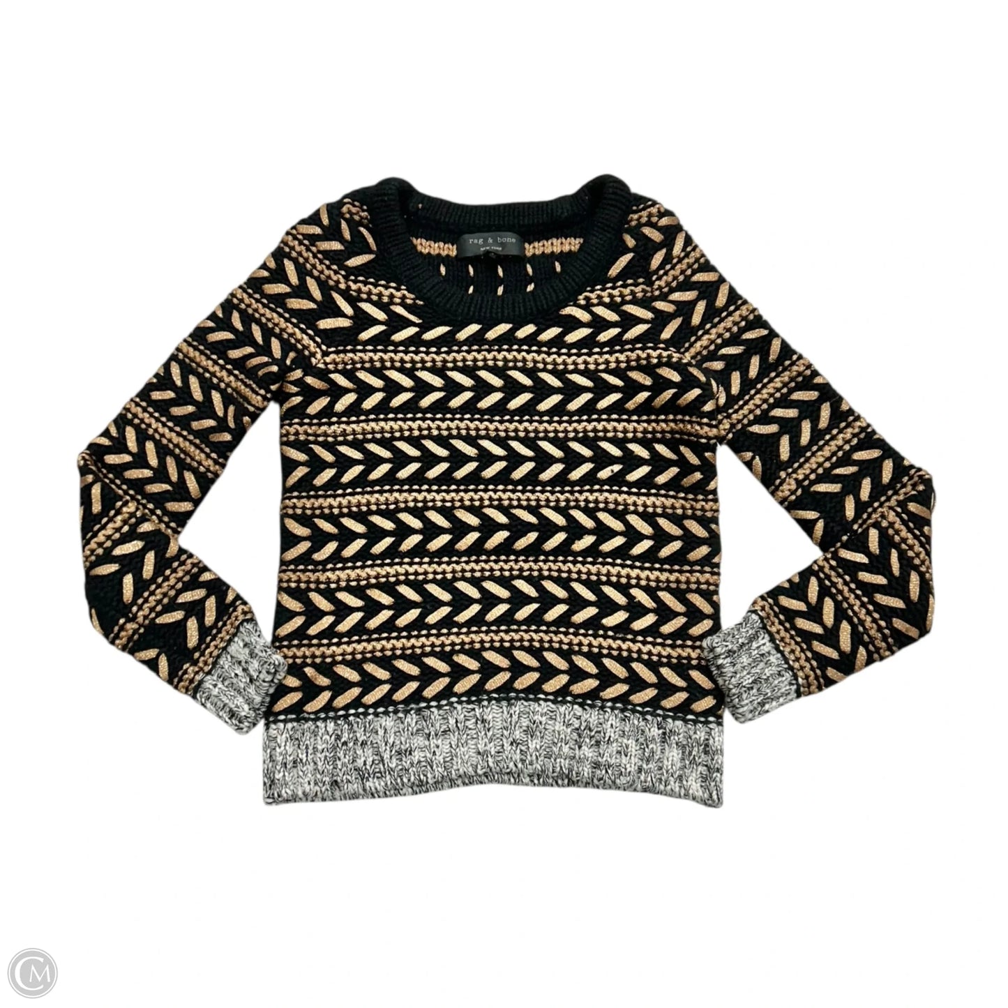Sweater By Rag And Bone In Black & Gold, Size: Xs