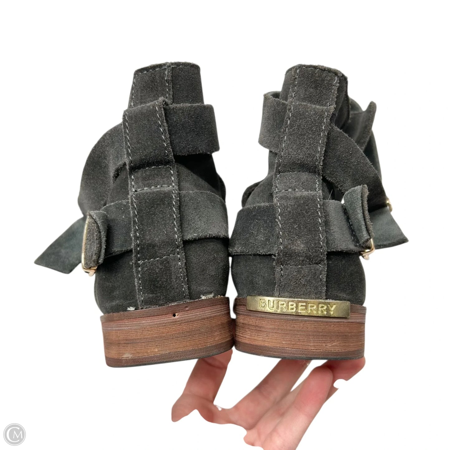 Boots Luxury Designer By Burberry In Black, Size: 7.5