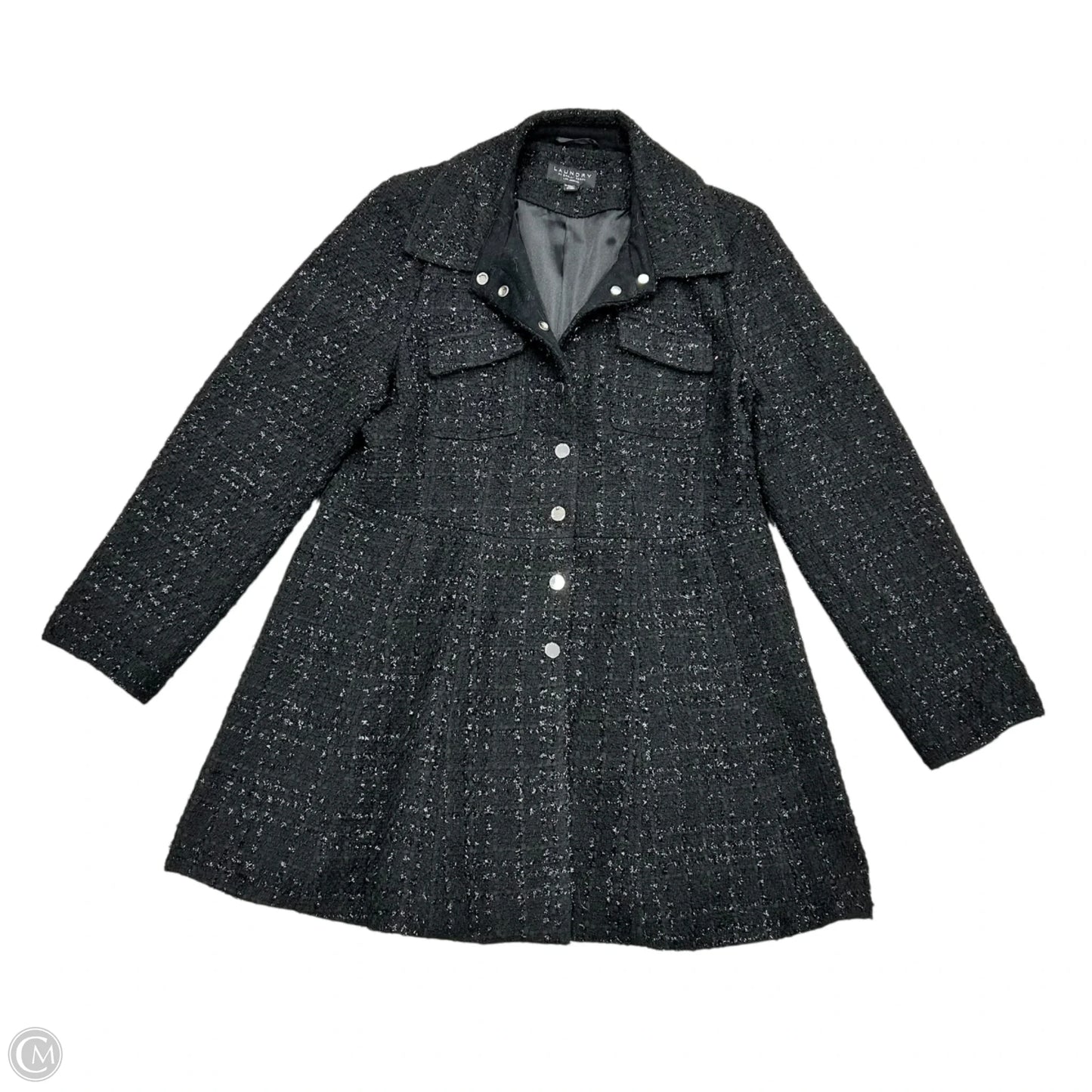 Coat Peacoat By Laundry In Black & Silver, Size: Xl