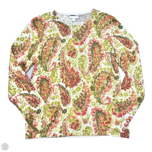 Sweater Cashmere By Charter Club In Green & Orange, Size: L