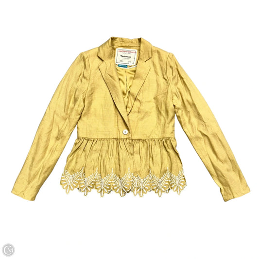 Blazer By Anthropologie In White & Yellow, Size: S