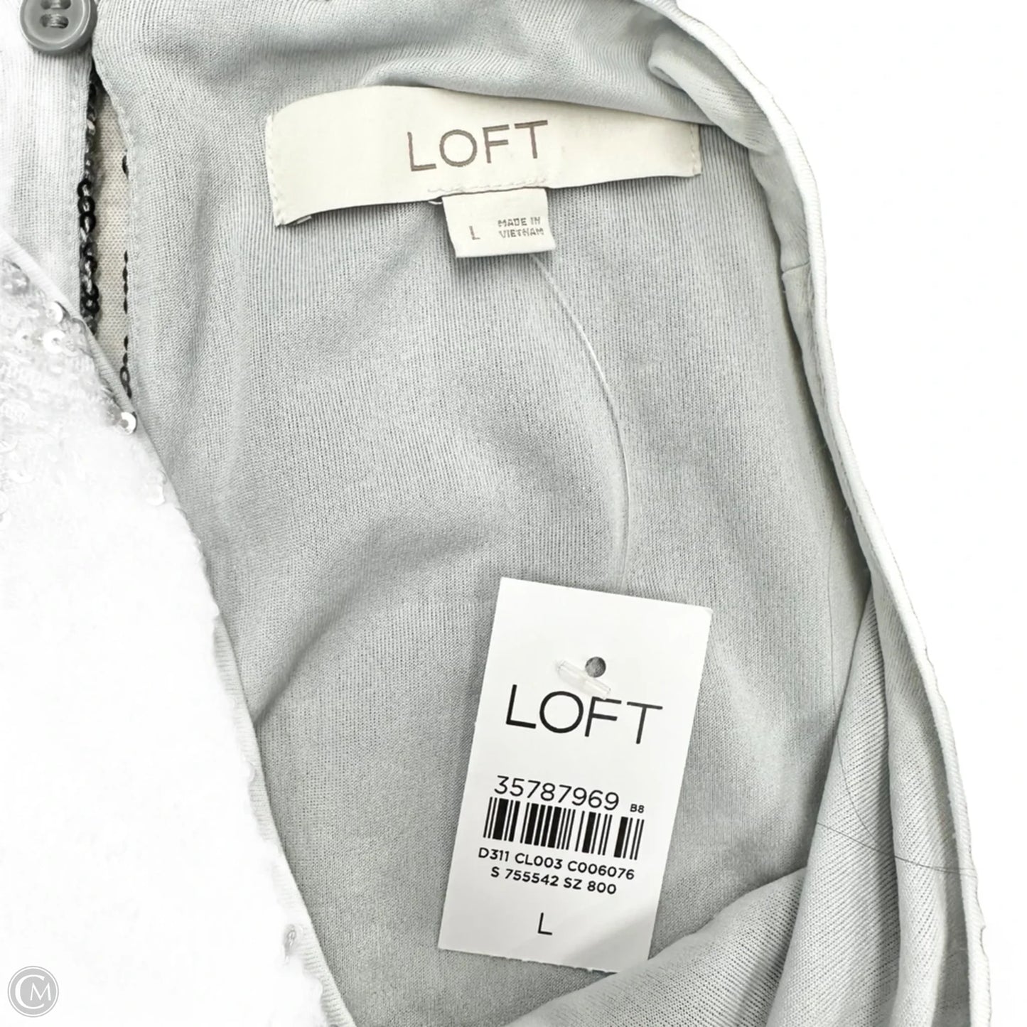 Top Sleeveless By Loft In Silver, Size: L