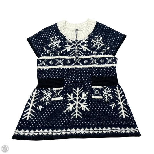 Sweater Short Sleeve By Anthropologie In Blue & Cream, Size: S